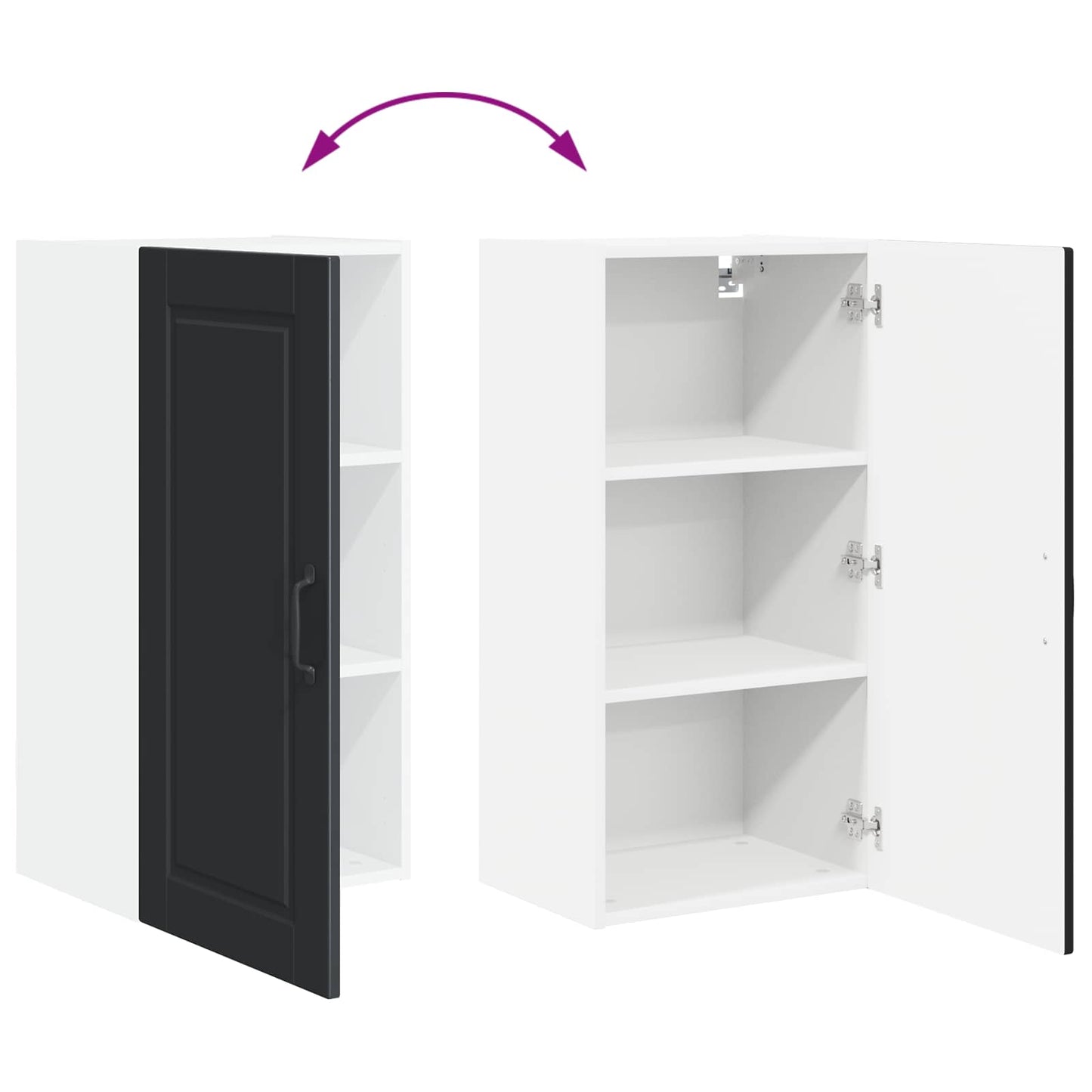Wall Cabinet PORTO Black 40 x 31 x 80 cm Engineered Wood