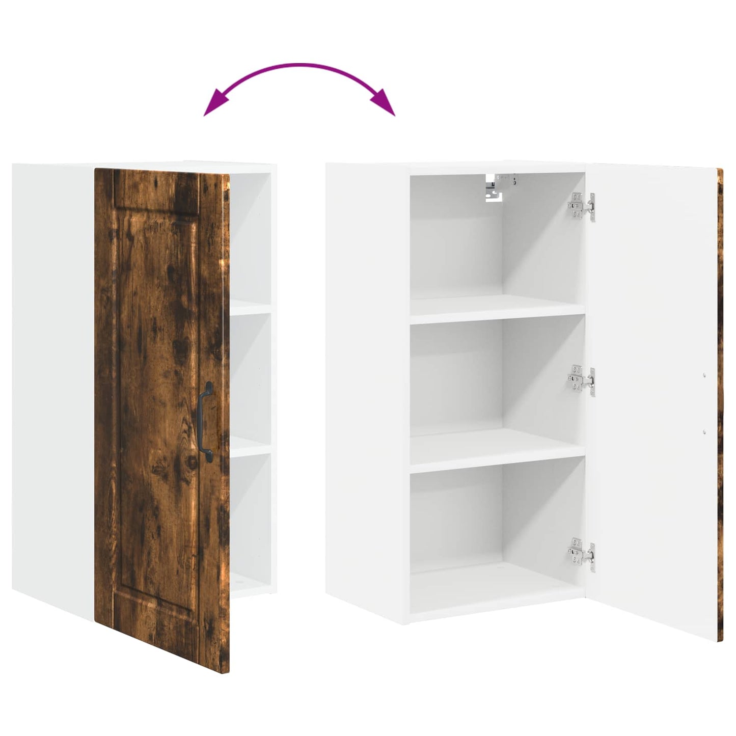 Wall Cabinet PORTO Smoked Oak 40 x 31 x 80 cm Engineered Wood