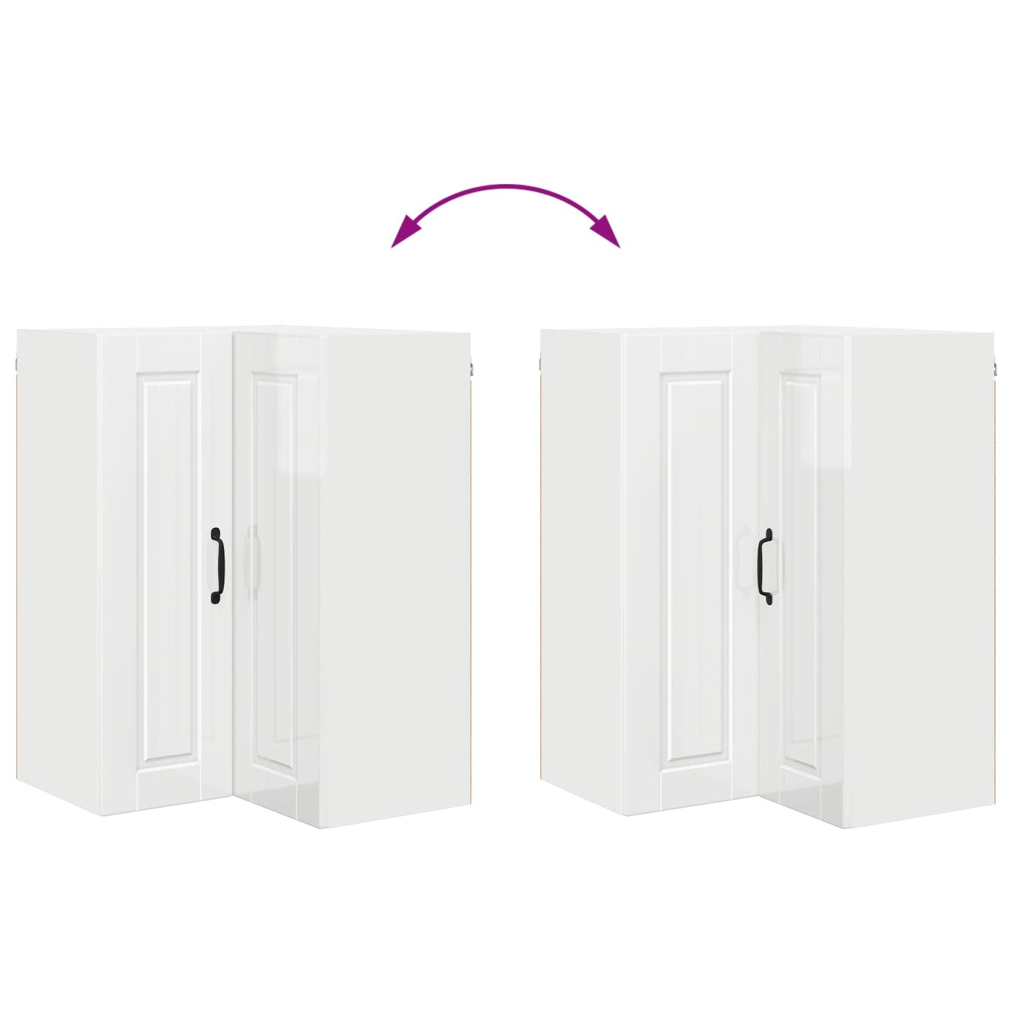 Wall Corner Cabinet PORTO High Gloss White 57 x 57 x 80 cm