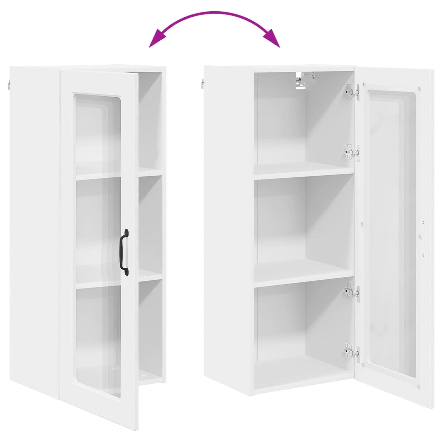 Wall Glass Cabinet PORTO White 40 x 31 x 100 cm Engineered Wood