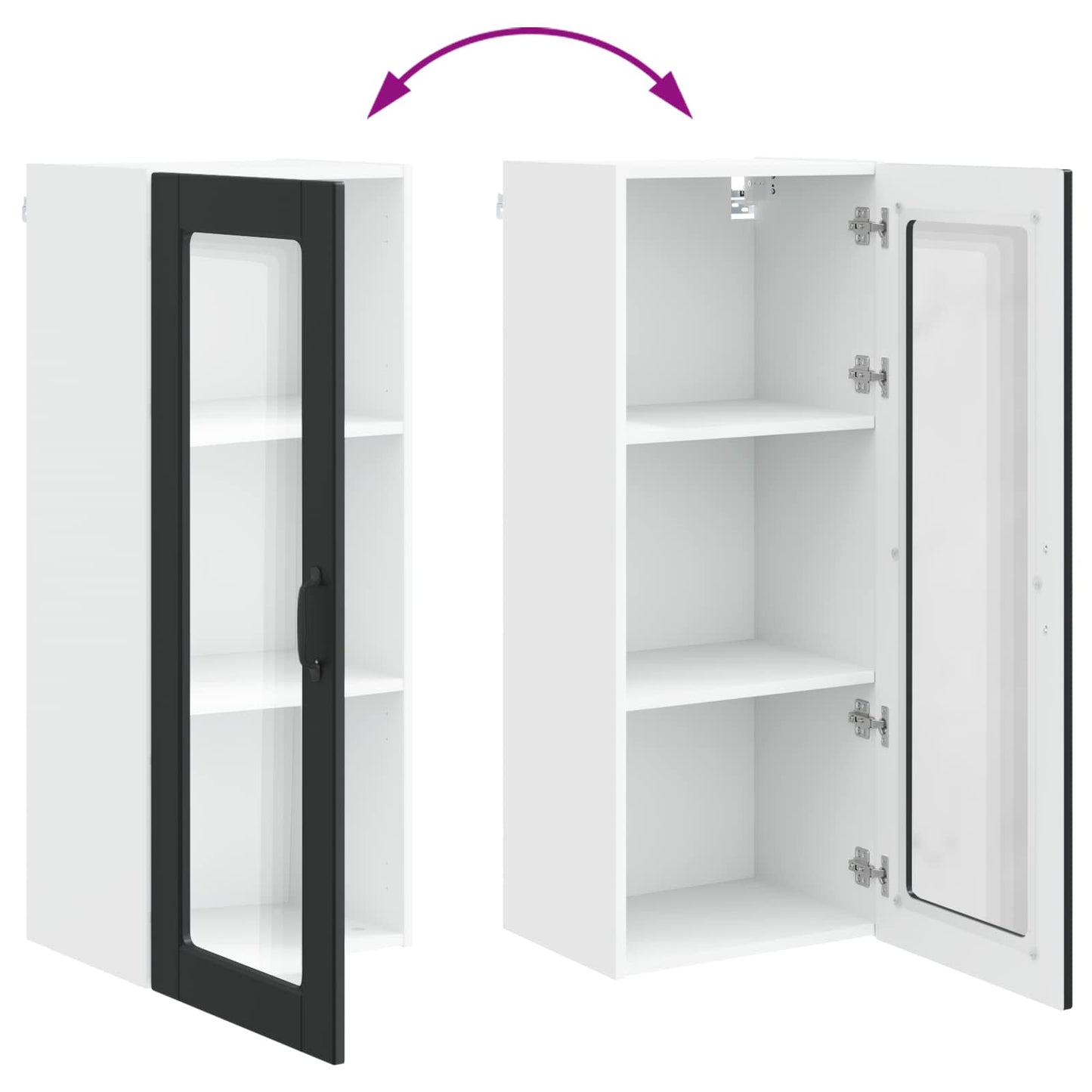Wall Glass Cabinet PORTO Black 40 x 31 x 100 cm Engineered Wood