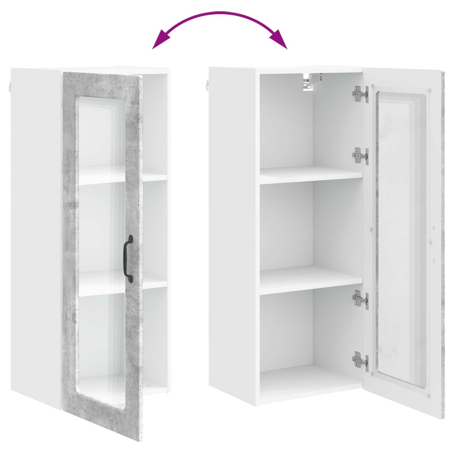 Wall Glass Cabinet PORTO Concrete Grey 40 x 31 x 100 cm