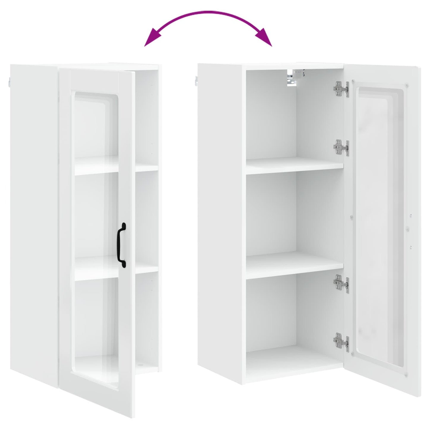 Wall Glass Cabinet PORTO High Gloss White 40 x 31 x 100 cm