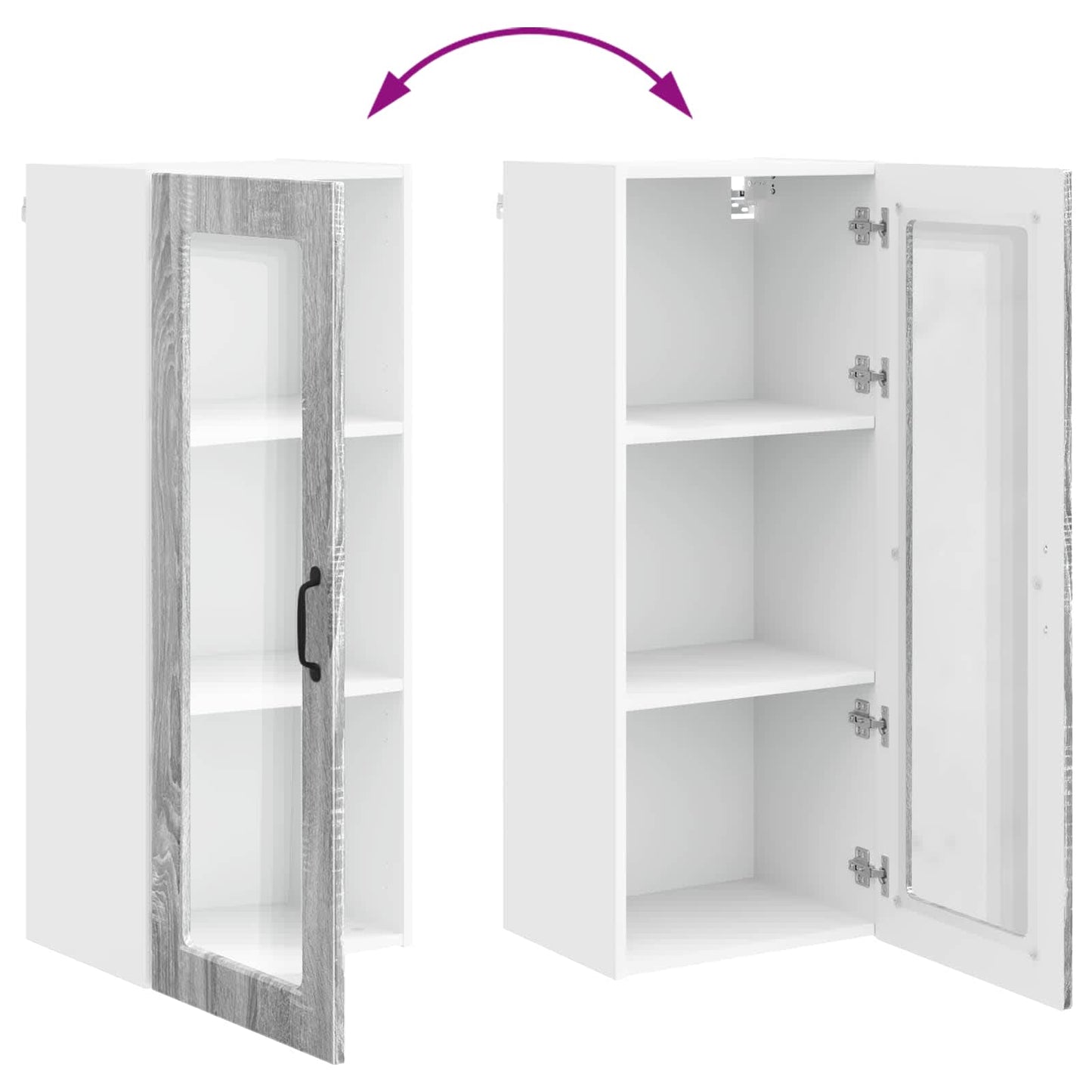 Wall Glass Cabinet PORTO Grey Sonoma 40 x 31 x 100 cm