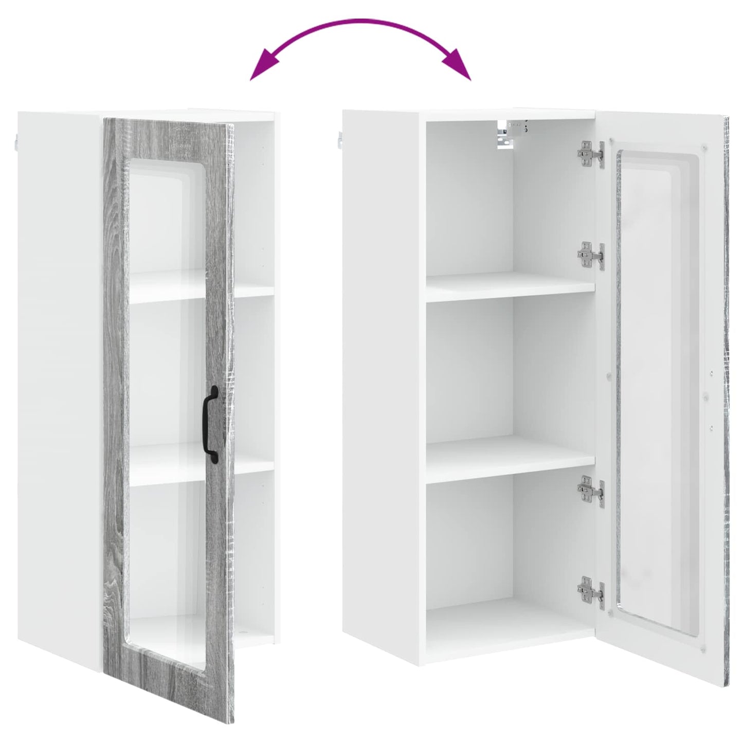 Wall Glass Cabinet PORTO Grey Sonoma 40 x 31 x 100 cm