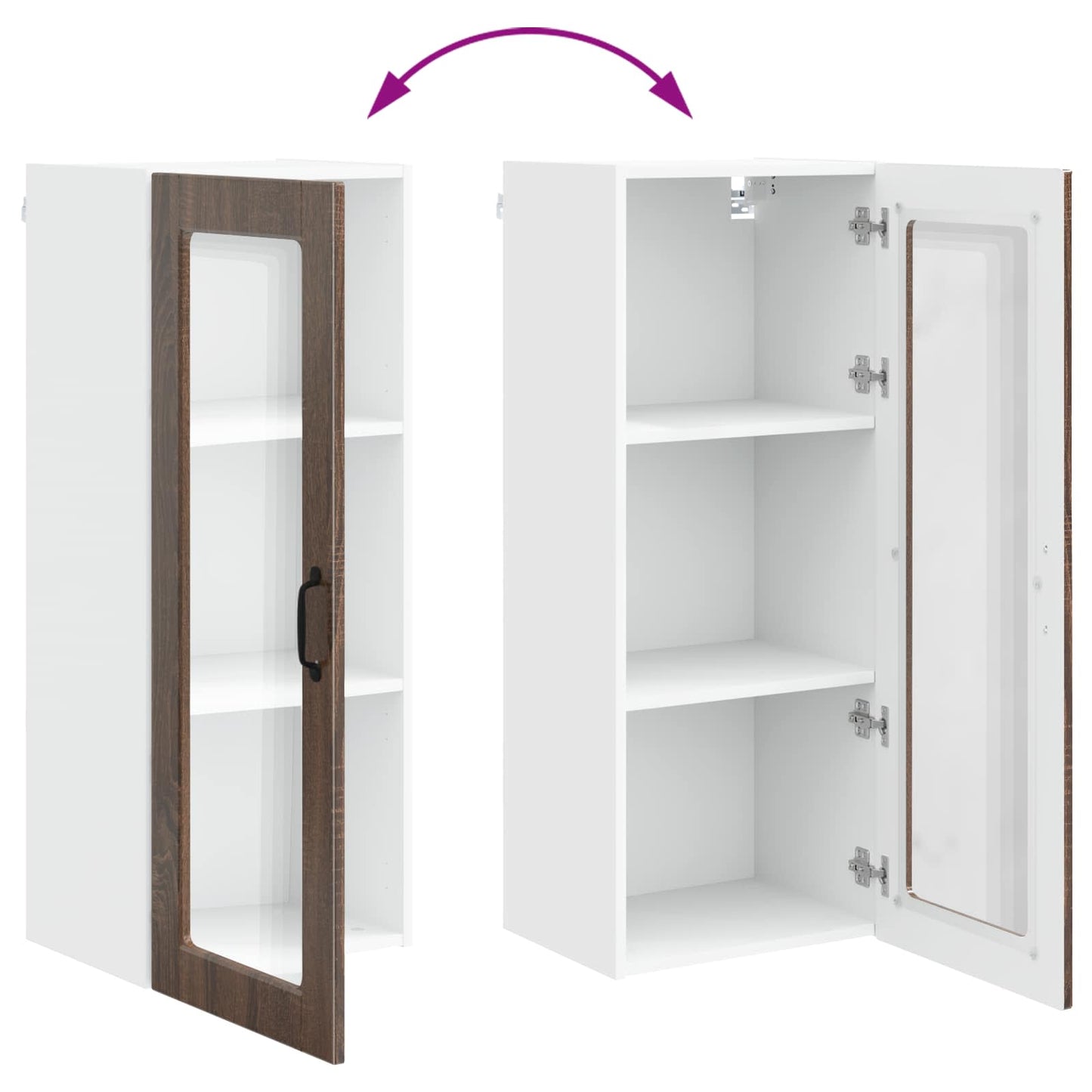 Wall Glass Cabinet PORTO Brown Oak 40 x 31 x 100 cm