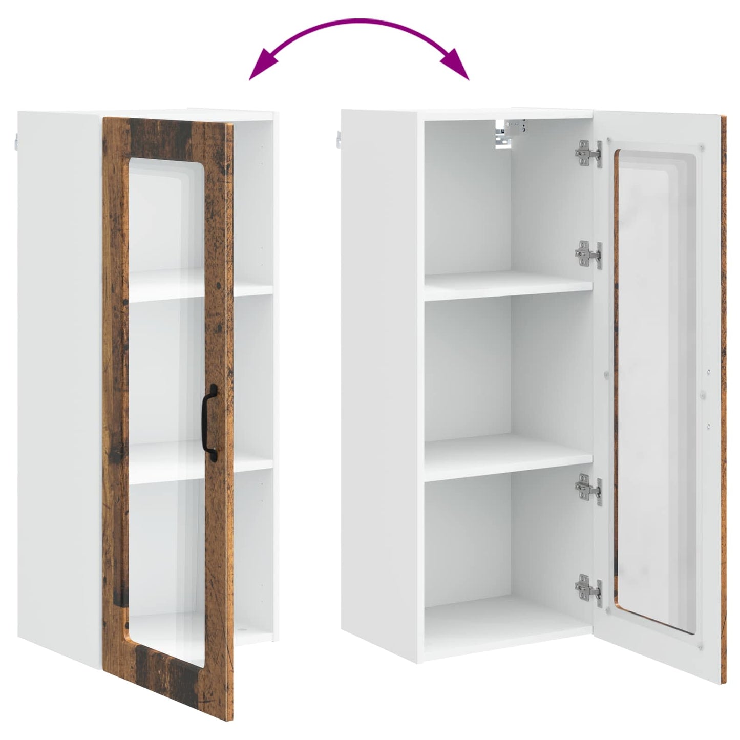 Wall Glass Cabinet PORTO Old Wood 40 x 31 x 100 cm