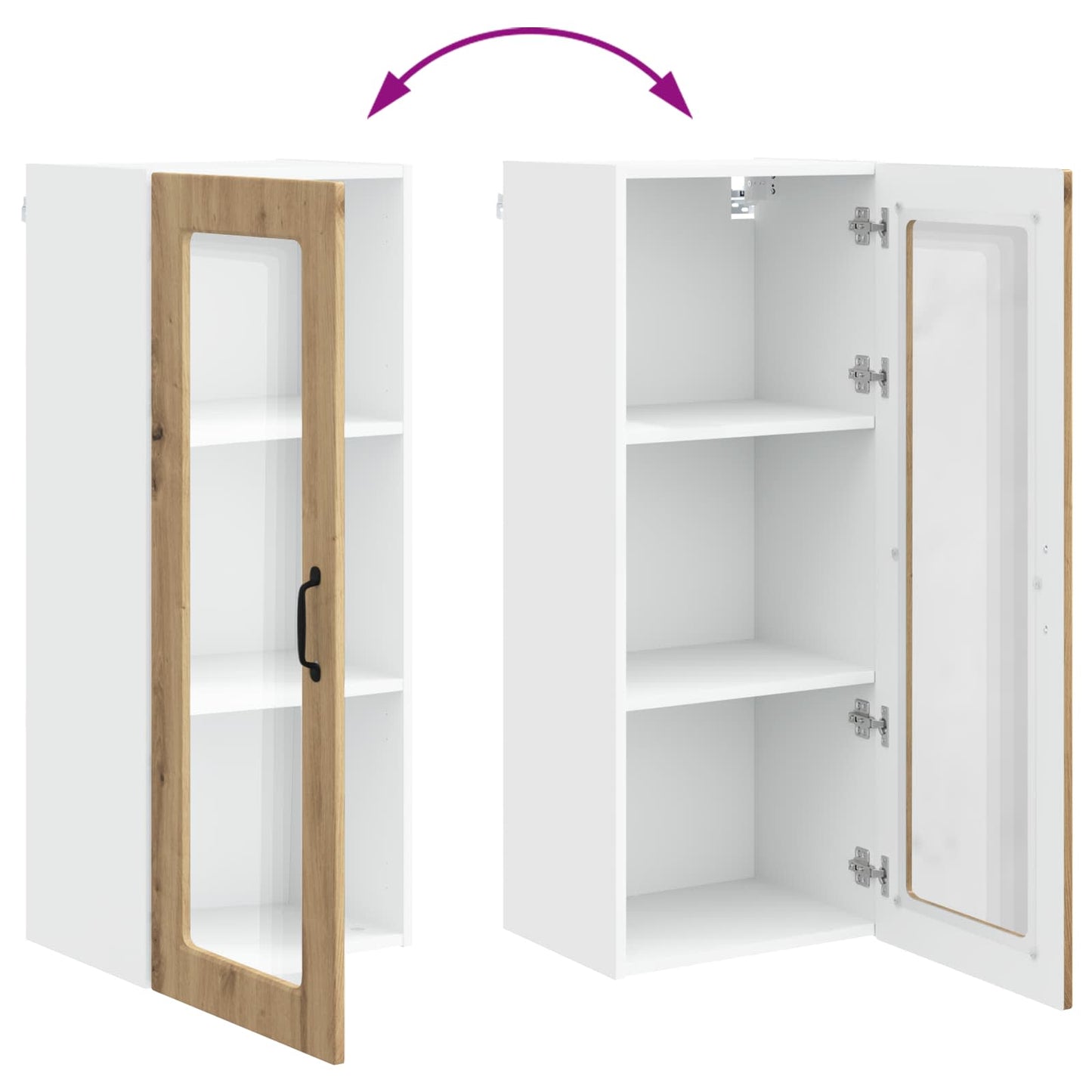 Wall Glass Cabinet PORTO Artisan Oak 40 x 31 x 100 cm