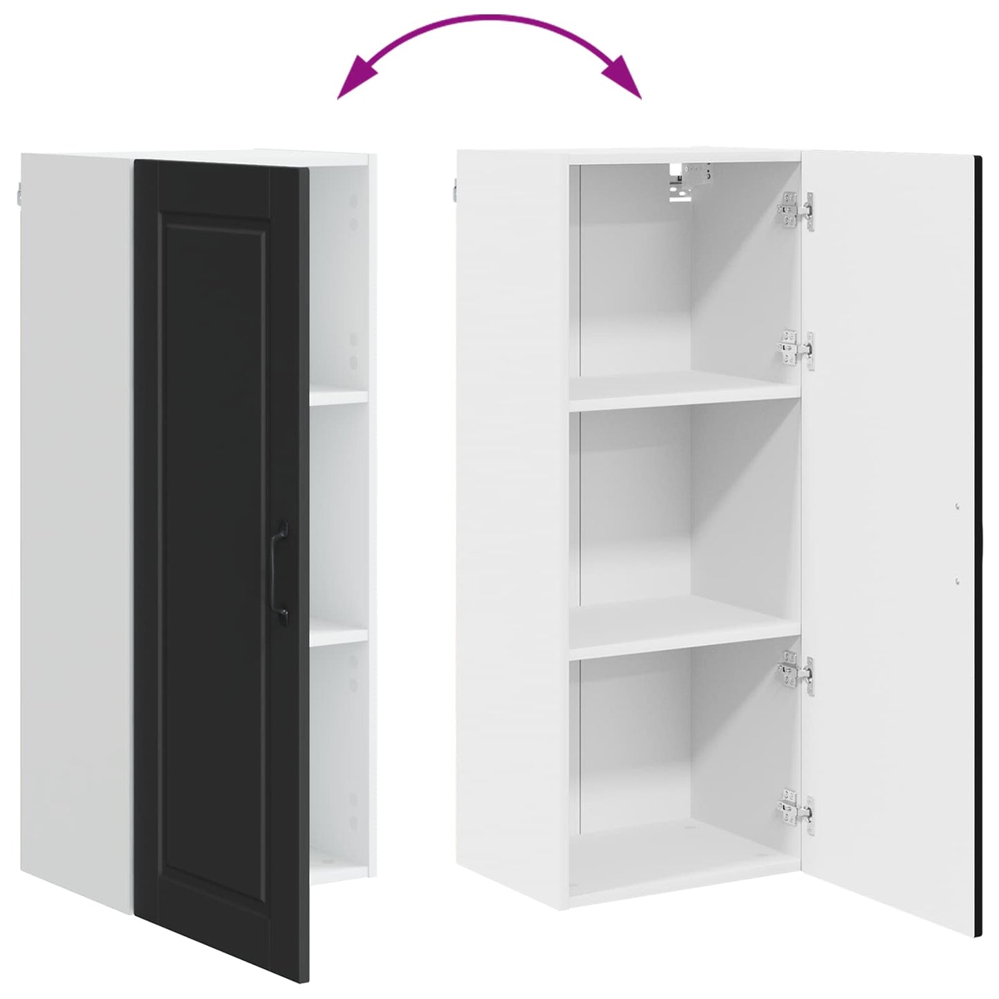 Wall Cabinet PORTO Black 40 x 31 x 100 cm Engineered Wood