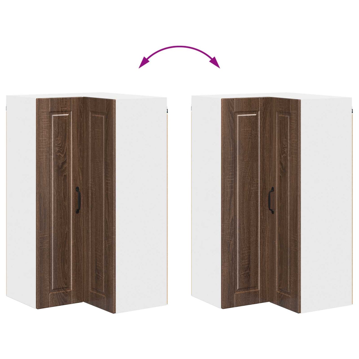 Wall Corner Cabinet PORTO Brown Oak 57 x 57 x 100 cm