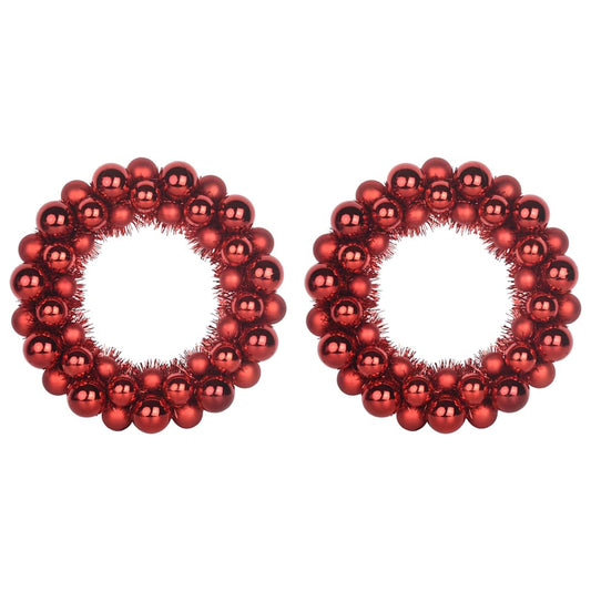 Christmas Ball Wreathes 2 pcs Red 33 x 33 x 7 cm Polystyrene