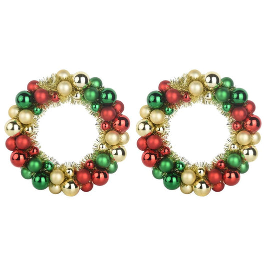 Christmas Ball Wreathes 2 pcs Multicolour 33 x 33 x 7 cm