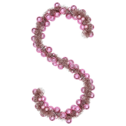 Christmas Ball Garland LEDs Pink 186 cm Polystyrene