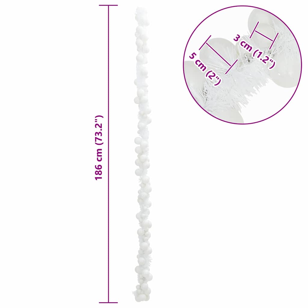 Christmas Ball Garland LEDs White 186 cm Polystyrene