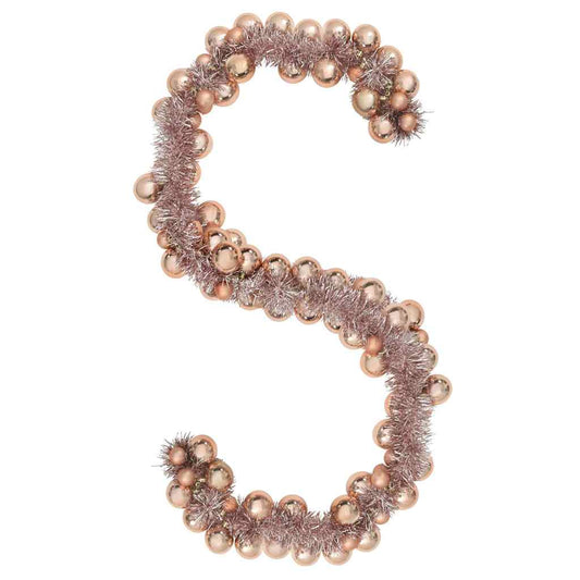 Christmas Ball Garland LEDs Rose Gold 186 cm Polystyrene