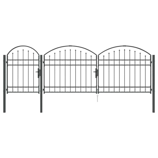 Garden Fence Gate with Arched Top ASSEN 4 x 1.25 m Steel Grey
