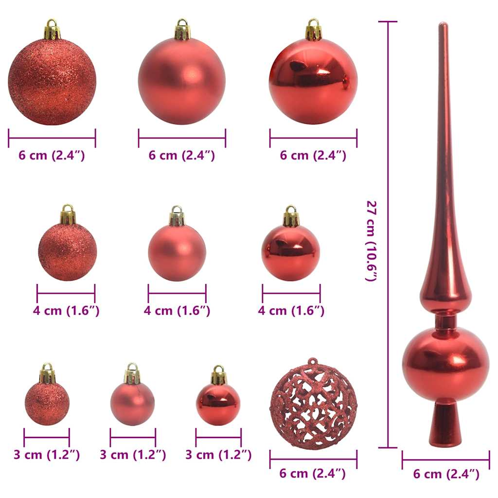 Christmas Bauble Set 61 pcs 150 LEDs Warm White Ø 6 cm