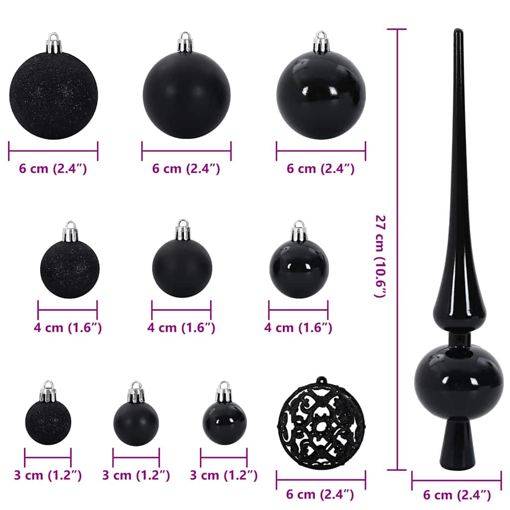 Christmas Bauble Set 61 pcs 150 LEDs Warm White Ø 6 cm