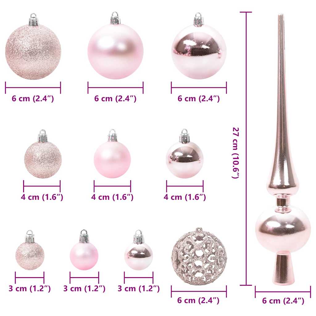 Christmas Bauble Set 61 pcs 150 LEDs Warm White Ø 6 cm