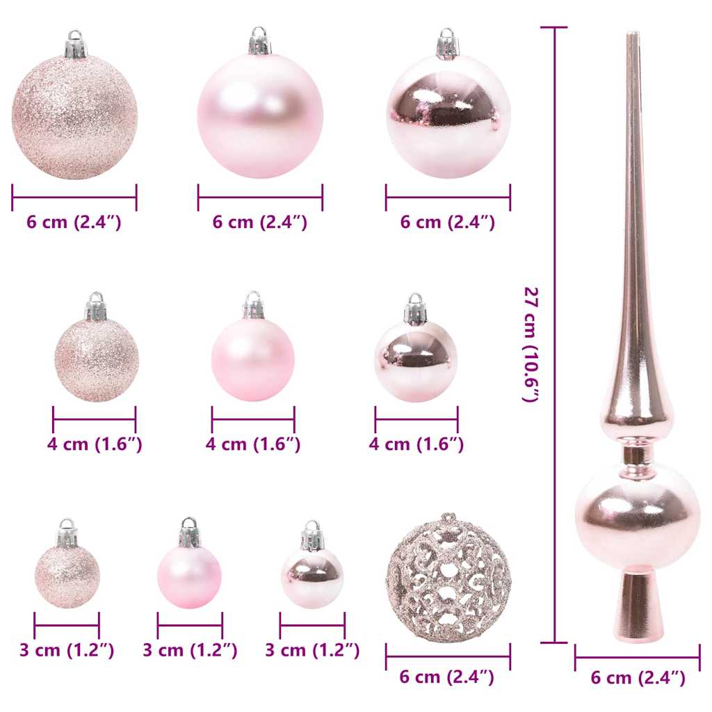 Christmas Bauble Set 120 pcs 300 LEDs Warm White Ø 6 cm