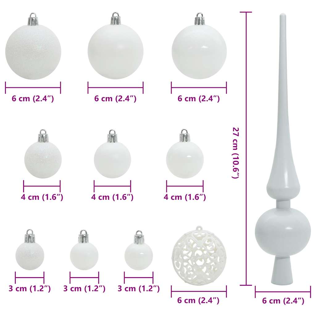 Christmas Bauble Set 61 pcs 150 LEDs Warm White Ø 6 cm