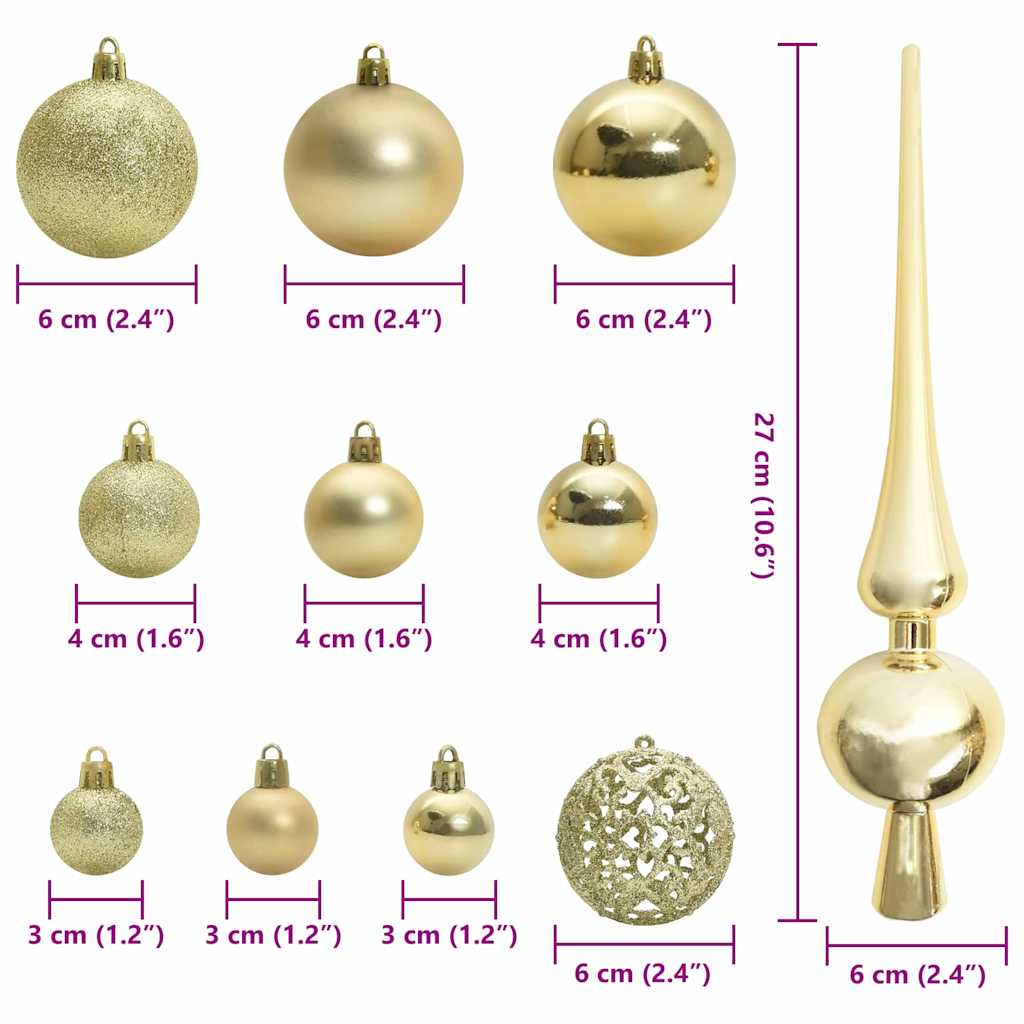 Christmas Bauble Set 61 pcs 150 LEDs Warm White Ø 6 cm