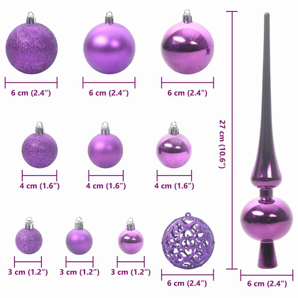 Christmas Bauble Set 120 pcs 300 LEDs Warm White Ø 6 cm