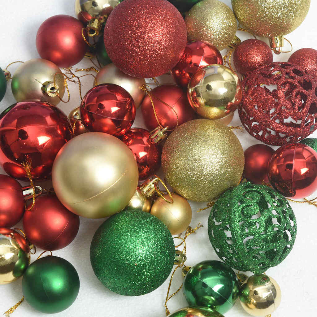 Christmas Bauble Set 61 pcs 150 LEDs Warm White Ø 6 cm