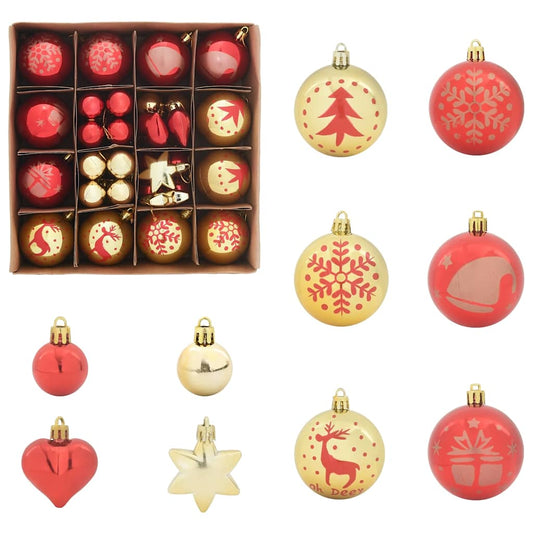 Christmas Bauble Set 40 pcs Gold and Red Ø 6 cm Plastic
