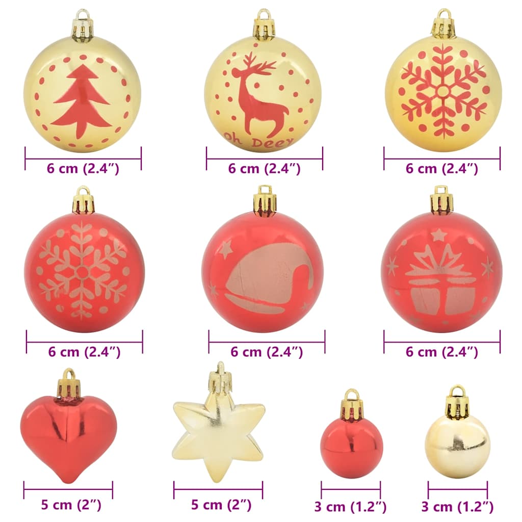 Christmas Bauble Set 40 pcs Gold and Red Ø 6 cm Plastic