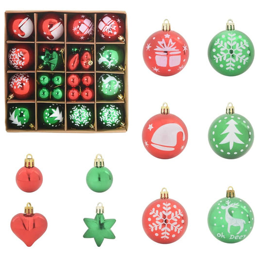 Christmas Bauble Set 40 pcs Red and Green Ø 6 cm Plastic