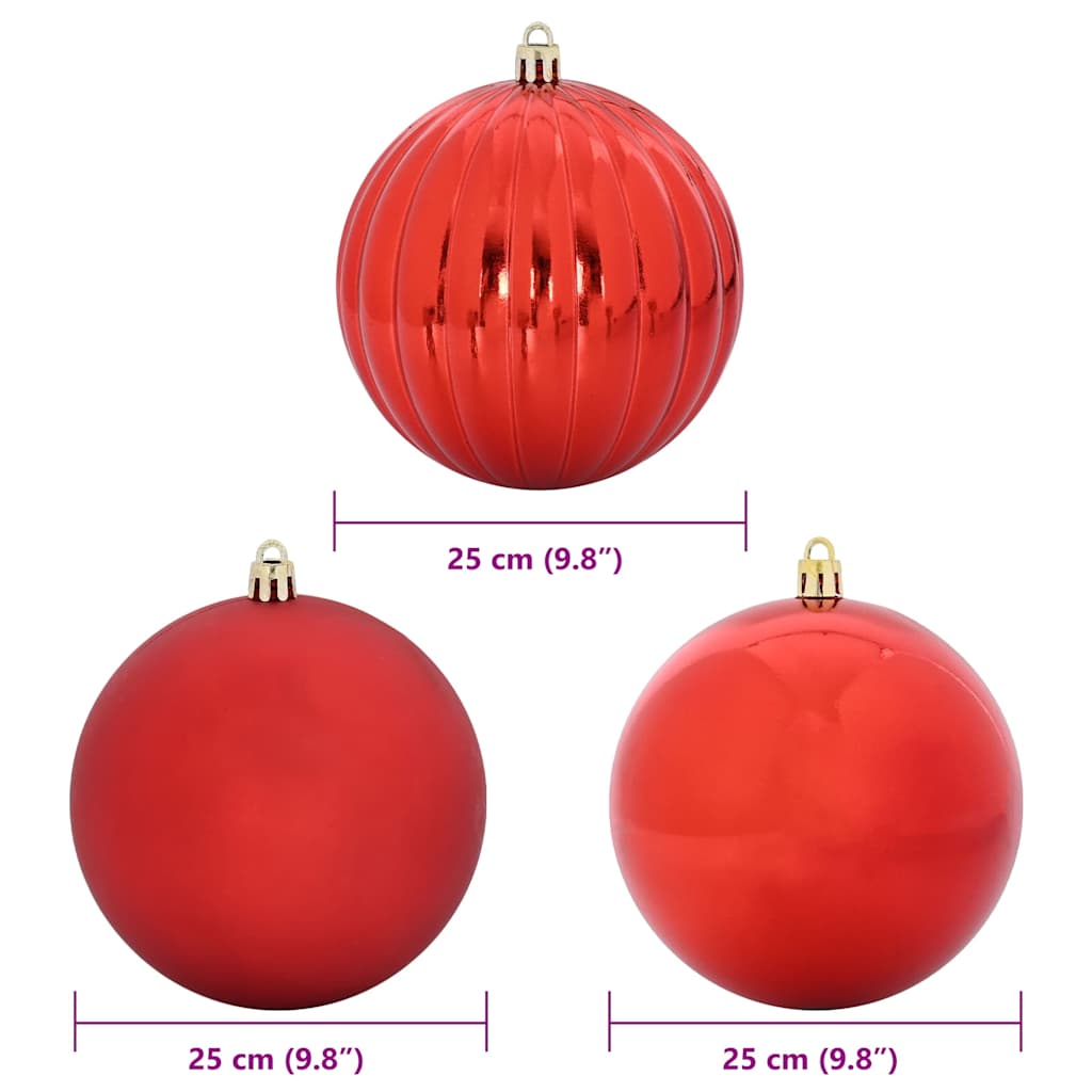 Christmas Bauble Set XXL 3 pcs Red Ø 25 cm Plastic