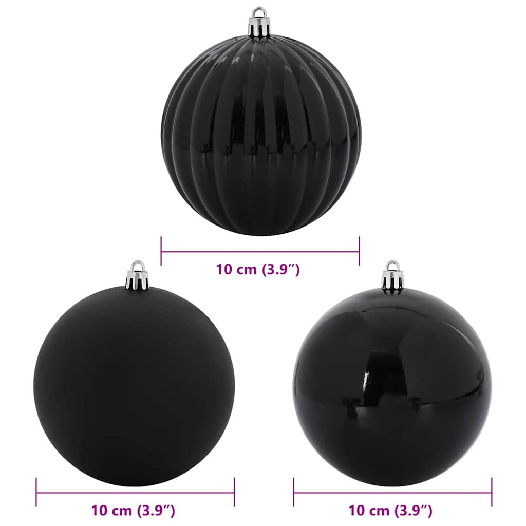 Christmas Bauble Set XL 15 pcs Black Ø 10 cm Plastic