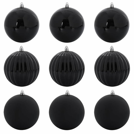 Christmas Bauble Set XL 9 pcs Black Ø 15 cm Plastic