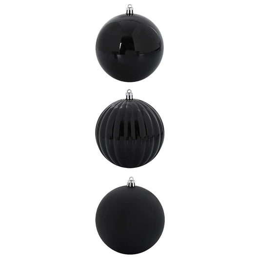 Christmas Bauble Set XXL 3 pcs Black Ø 25 cm Plastic