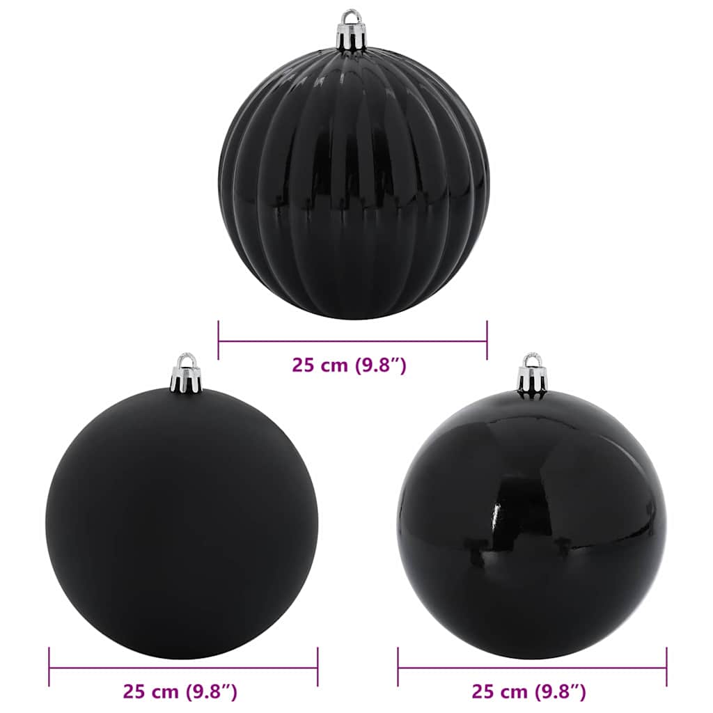 Christmas Bauble Set XXL 3 pcs Black Ø 25 cm Plastic