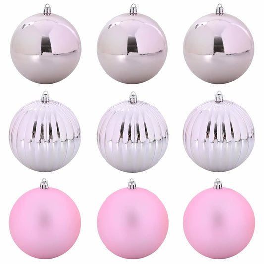 Christmas Bauble Set XL 9 pcs Pink Ø 15 cm Plastic
