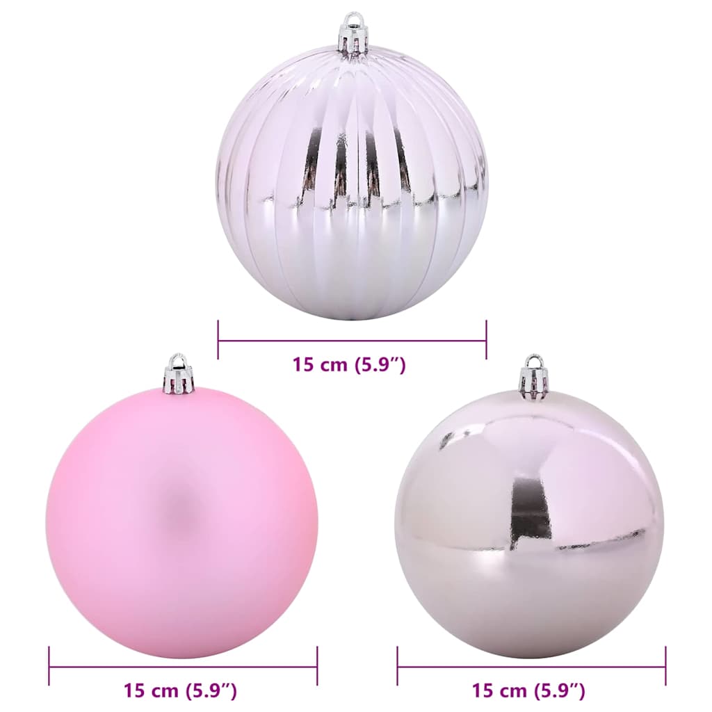 Christmas Bauble Set XL 9 pcs Pink Ø 15 cm Plastic