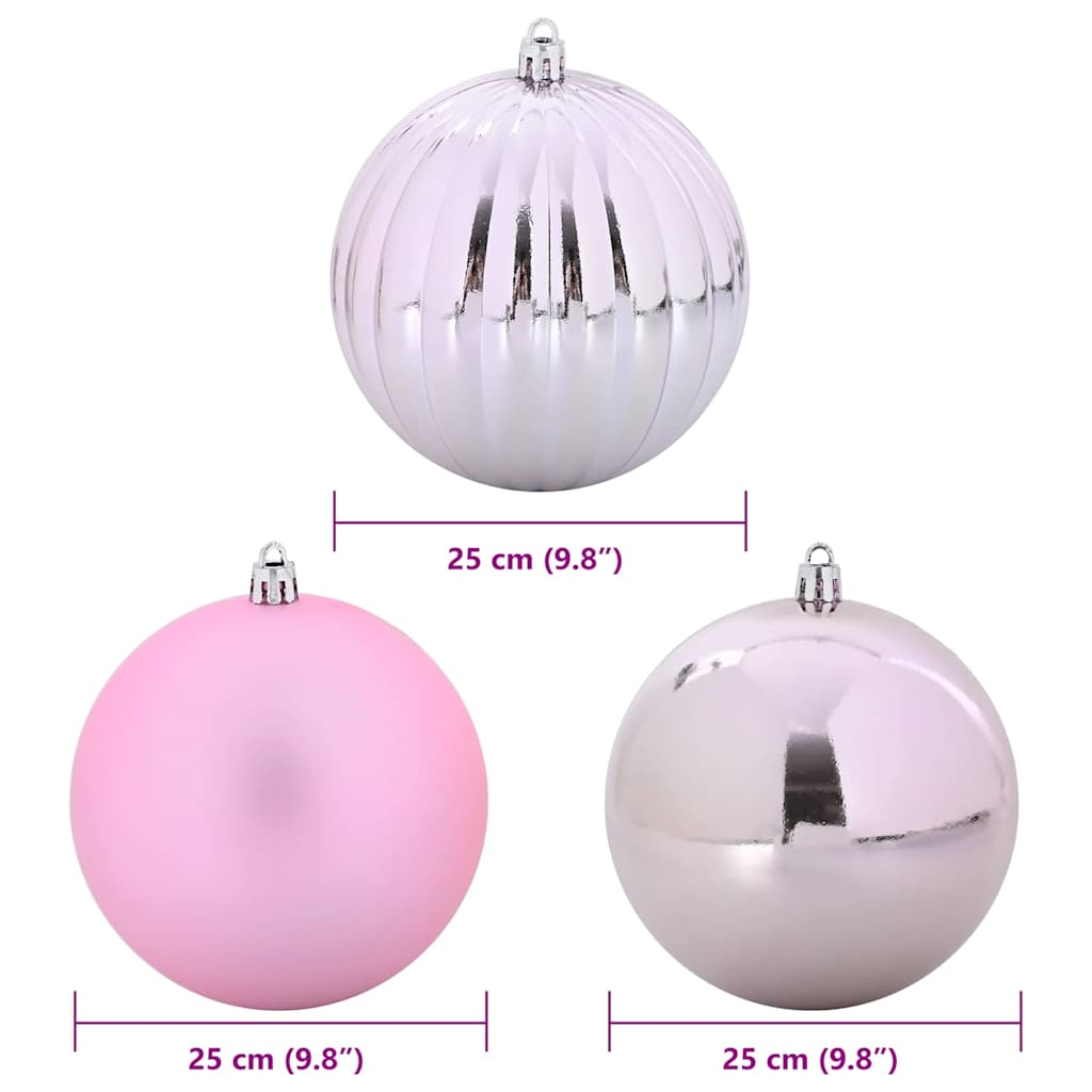 Christmas Bauble Set XXL 3 pcs Pink Ø 25 cm Plastic