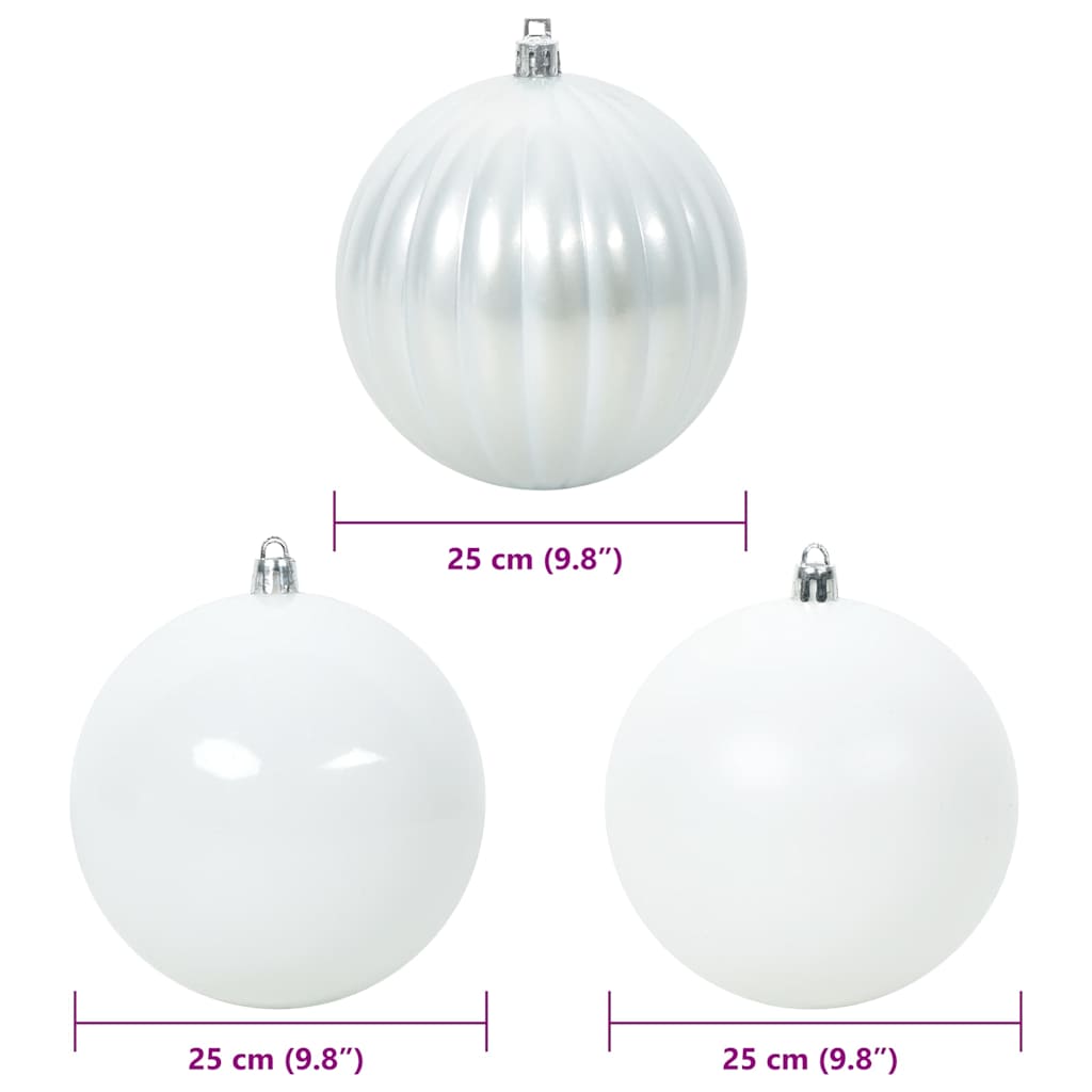 Christmas Bauble Set XXL 3 pcs White Ø 25 cm Plastic