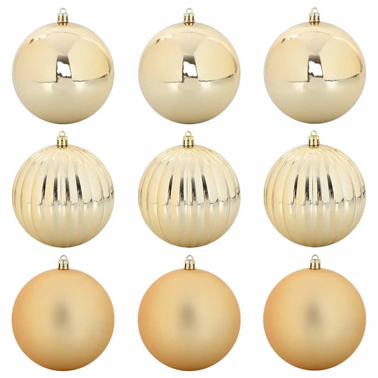Christmas Bauble Set XL 9 pcs Gold Ø 15 cm Plastic