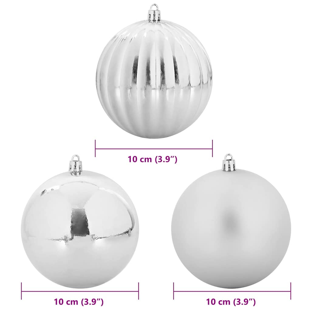 Christmas Bauble Set XL 15 pcs Silver Ø 10 cm Plastic