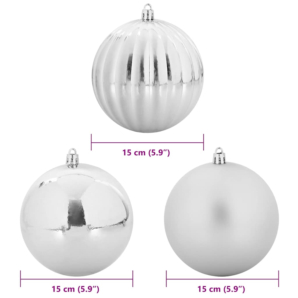 Christmas Bauble Set XL 9 pcs Silver Ø 15 cm Plastic