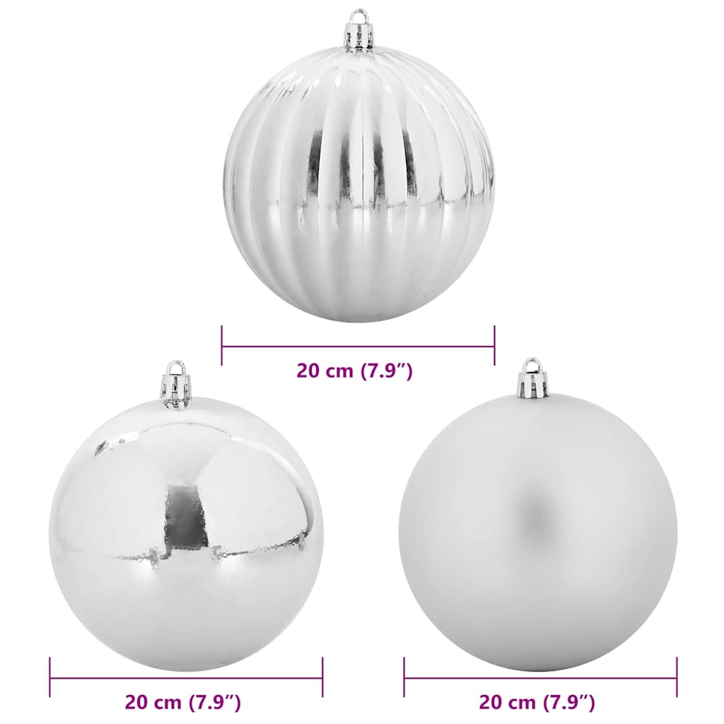 Christmas Bauble Set XXL 4 pcs Silver Ø 20 cm Plastic