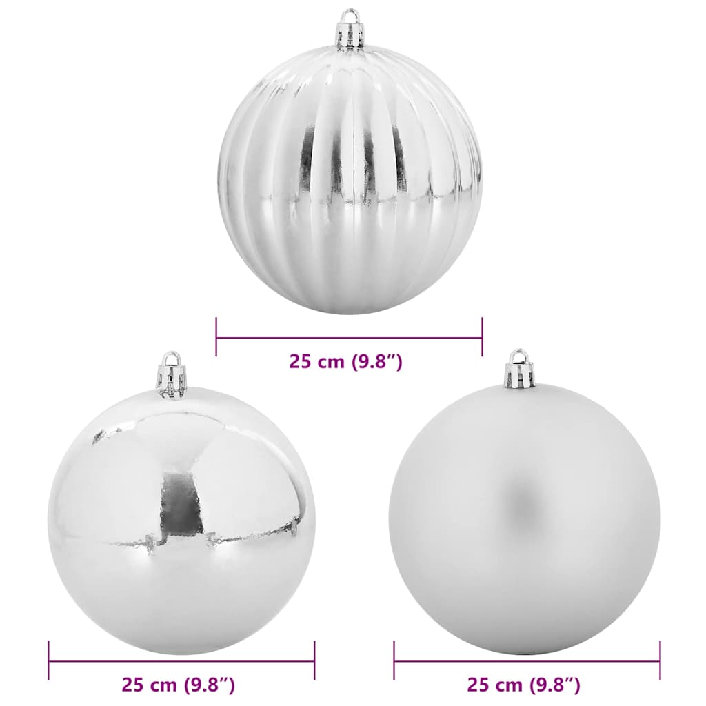 Christmas Bauble Set XXL 3 pcs Silver Ø 25 cm Plastic