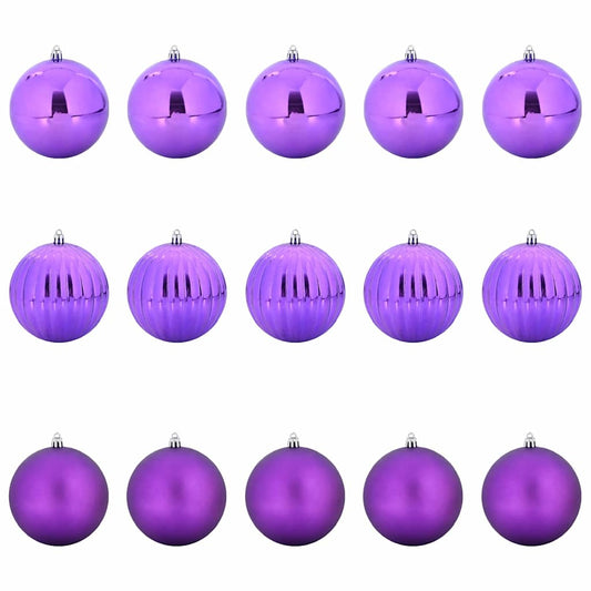 Christmas Bauble Set XL 15 pcs Lilac Ø 10 cm Plastic