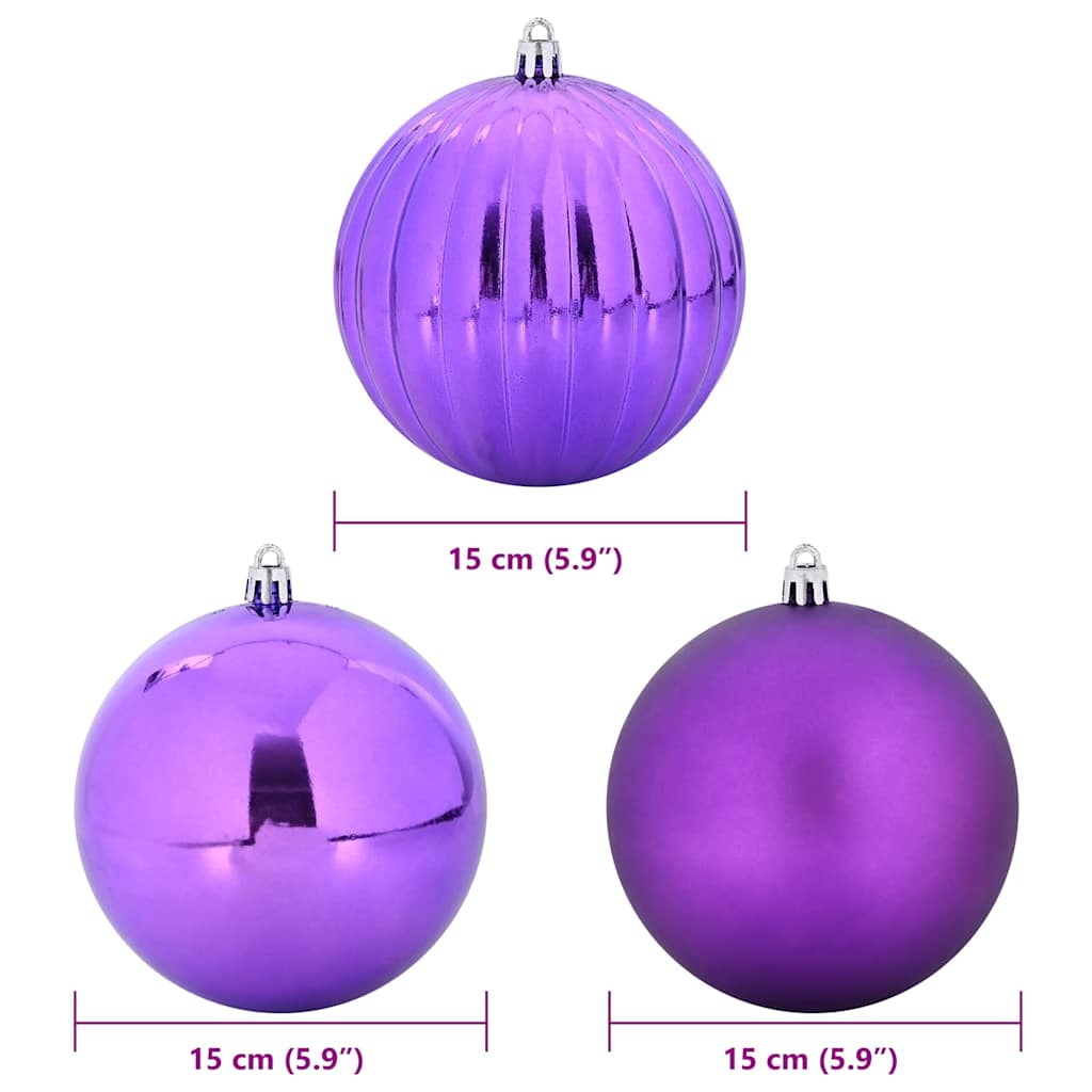 Christmas Bauble Set XL 9 pcs Lilac Ø 15 cm Plastic
