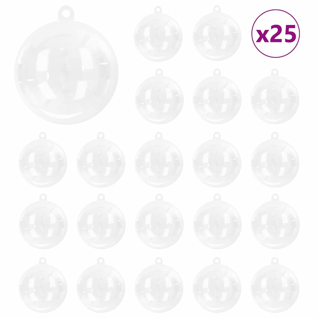 Christmas Bauble Set 25 pcs Transparent Ø 8 cm