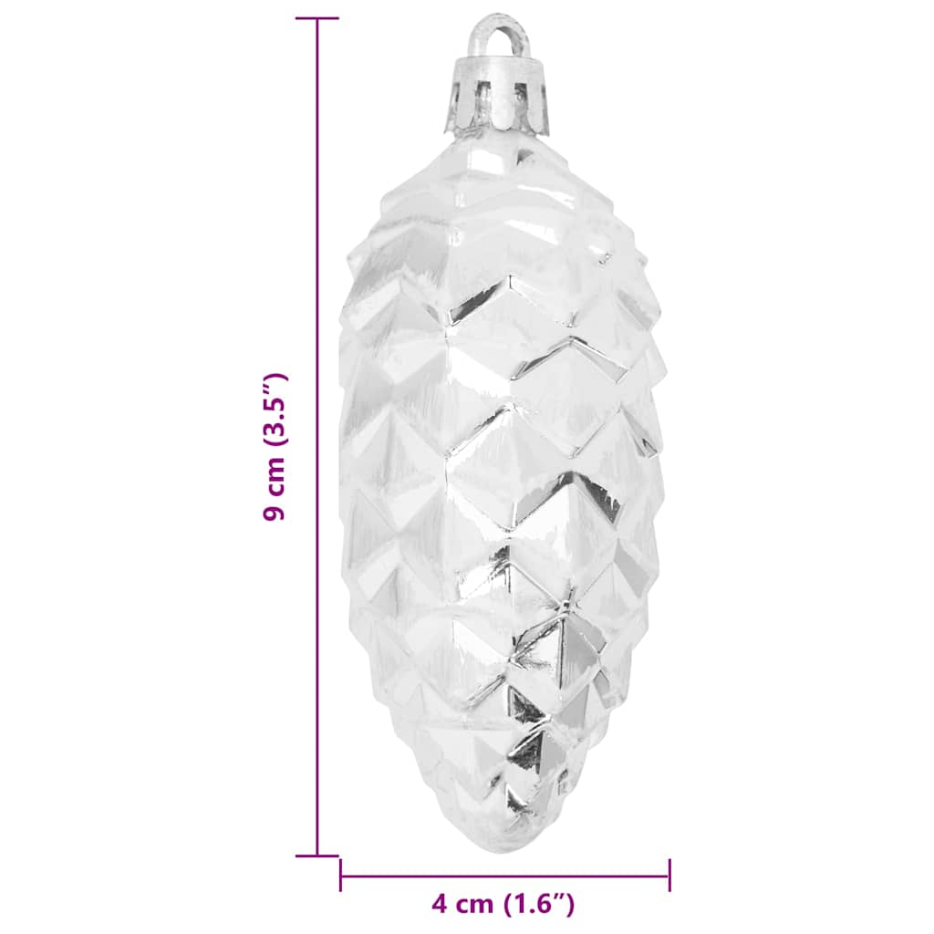 Christmas Pine Cone Ball 40 pcs Silver 4 x 9 cm Plastic