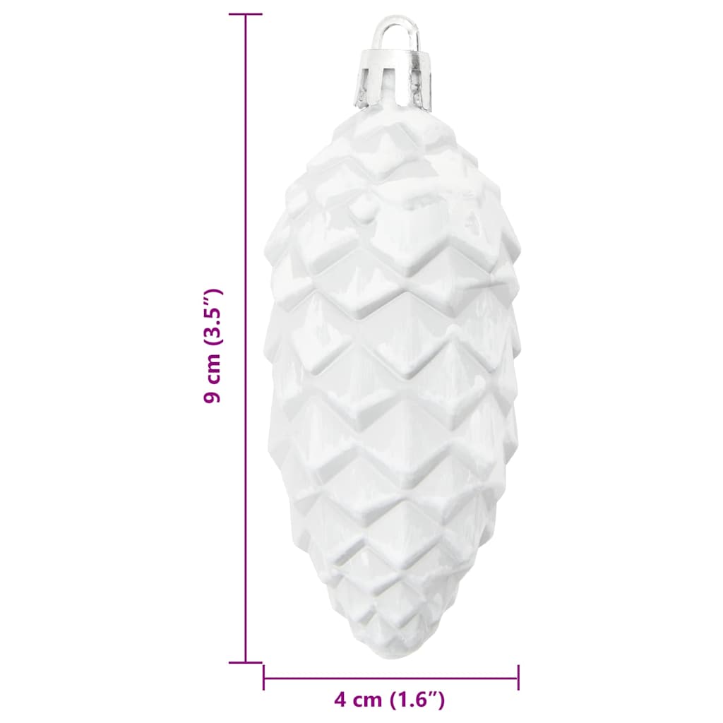 Christmas Pine Cone Ball 40 pcs White 4 x 9 cm Plastic